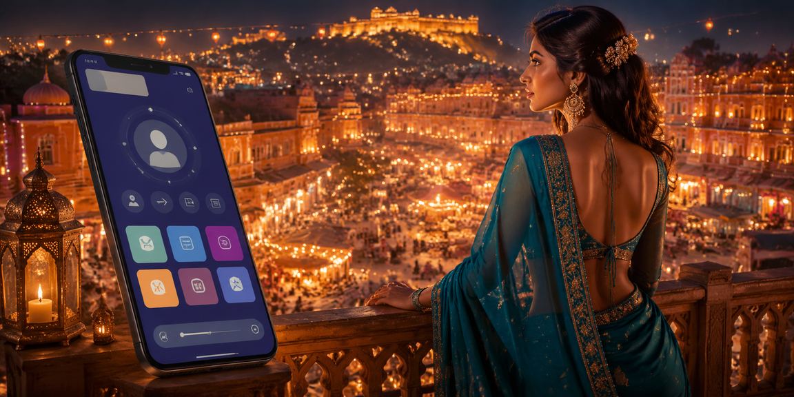 Jaipur sports betting scene with woman in saree